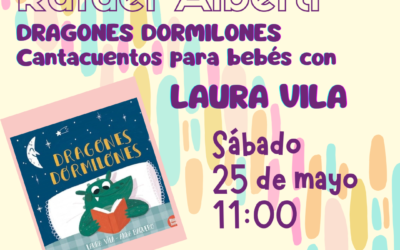 Presentación de DRAGONES DORMILONES en Librería Alberti con un cantacuentos para bebés.
